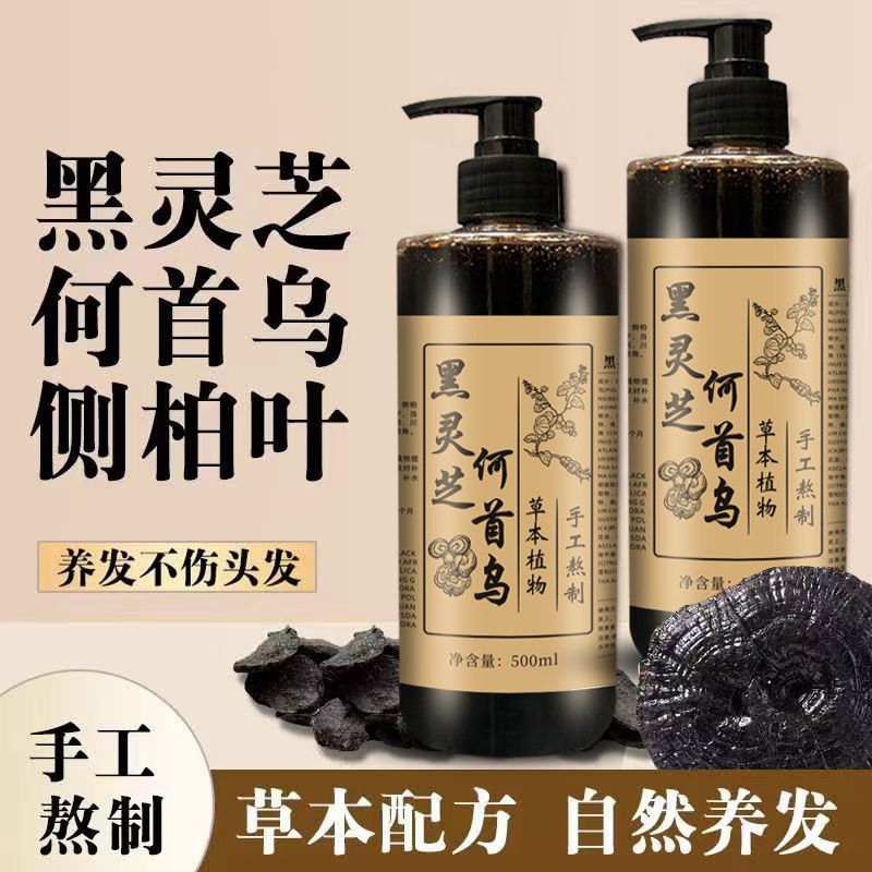 Hair Care Dandruff - แชมพูเหอโชวหวู่ แบล็ค กาโนเดอร์มา 500 มล. สมุนไพรบำรุงหนังศีรษะ