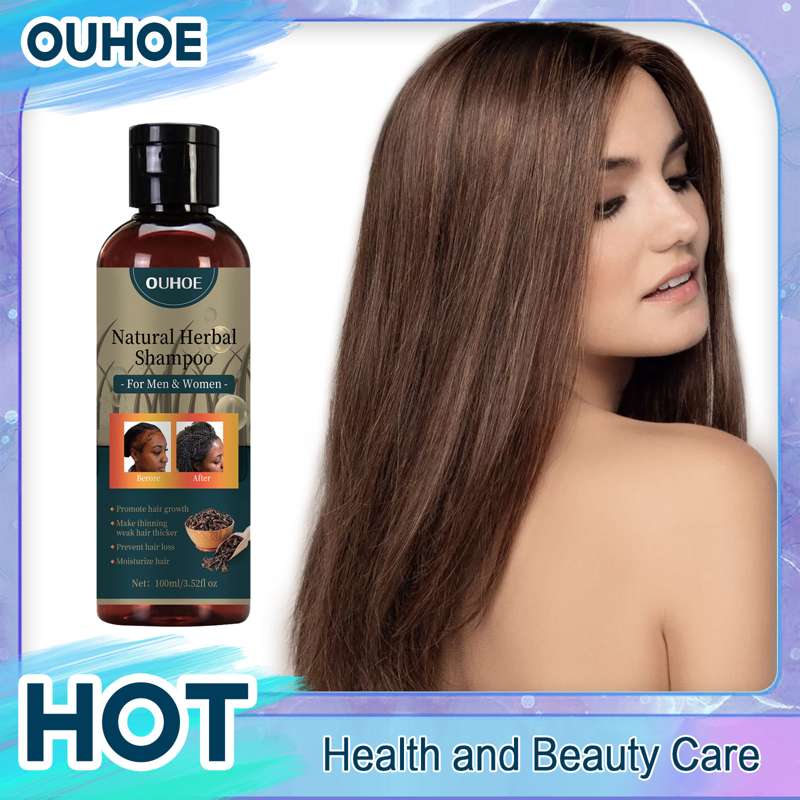 Hair Care Dandruff - แชมพู OUHOE สำหรับเร่งผมยาว ขจัดรังแค ลดความมัน บำรุงผมให้นุ่มลื่น