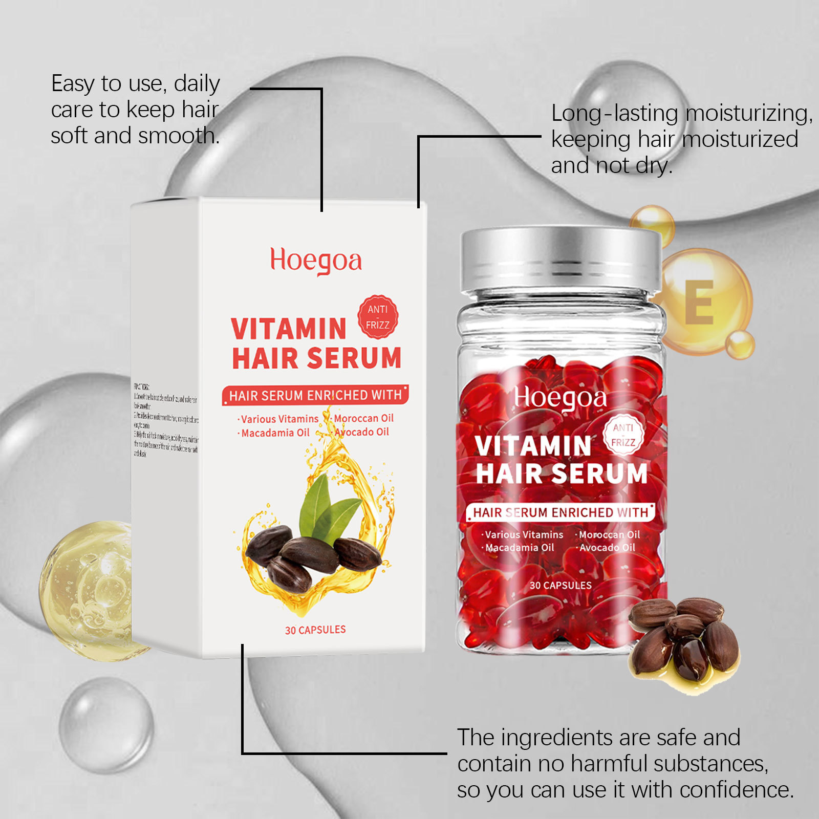 Hair Care Products - วิตามินเซรั่มบํารุงเส้นผมแคปซูลเพิ่ม Regrowth Oil-Control ป้องกันผมร่วงหนามากขึ้นนวดหนังศีรษะ Hair Growth
